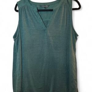 Hawthorn Green Sleeveless Blouse Soft Knit Tank 1X